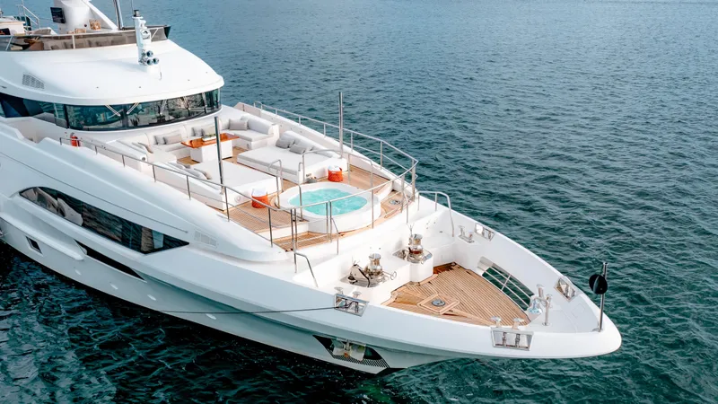 Patience Yacht Photos Pics Luxurious 2012 Benetti Classic Supreme 132 yacht with spacious deck and jacuzzi.