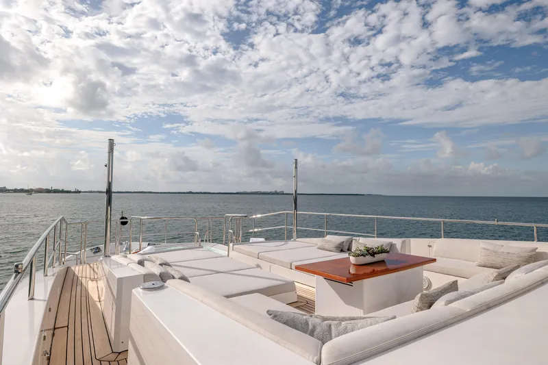 Patience Yacht Photos Pics Luxurious deck of 2012 Benetti Classic Supreme 132 yacht with ocean view.