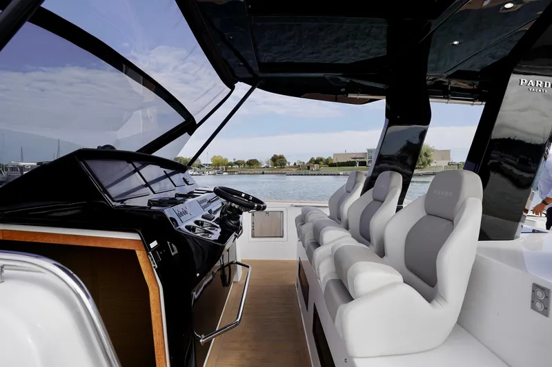  Yacht Photos Pics Luxurious 2023 Pardo Yachts interior with sleek design and comfortable seating.