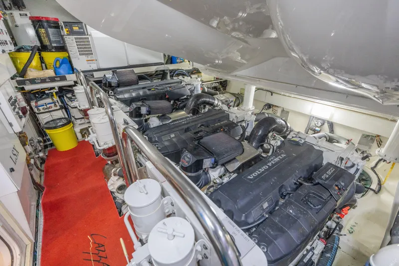  Yacht Photos Pics Engine room of 2010 Lazzara LSX 92 yacht with Volvo Penta engines.