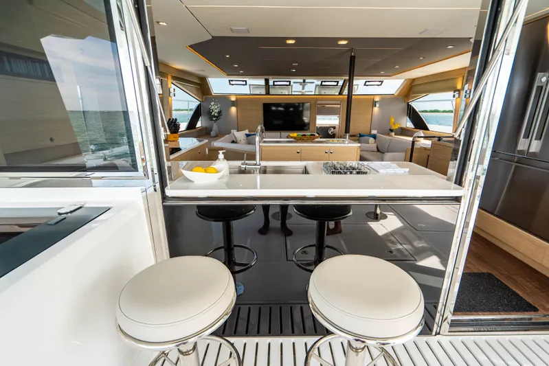 Grace Yacht Photos Pics Luxurious interior of the 2022 Aquila 54 yacht.