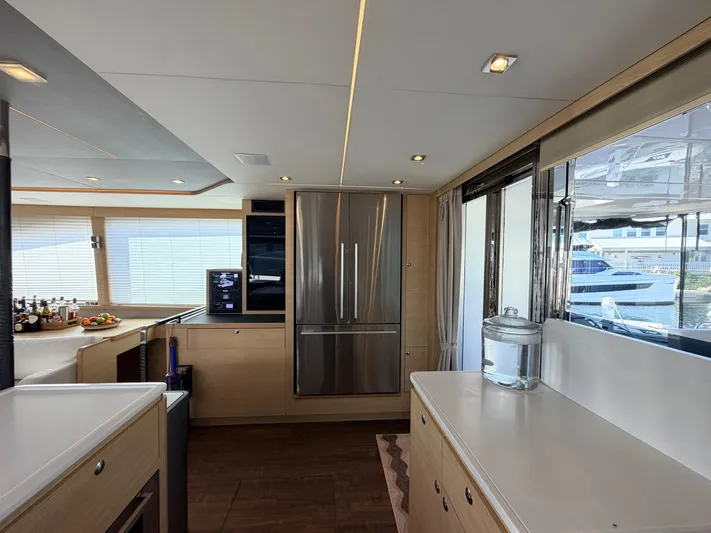 Grace Yacht Photos Pics Modern kitchen on a 2022 Aquila 54 yacht.