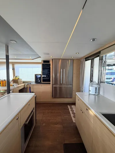 Grace Yacht Photos Pics Modern kitchen on a 2022 Aquila 54 yacht.