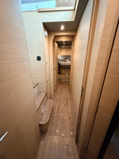 Grace Yacht Photos Pics Interior of Aquila 54 yacht, modern wood design, 2022.