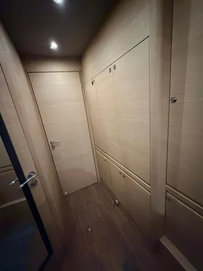 Grace Yacht Photos Pics Interior of a 2022 Aquila 54 with wooden walls.