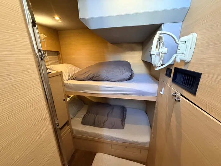 Grace Yacht Photos Pics Interior of Aquila 54 yacht with bunk beds, 2022 model.