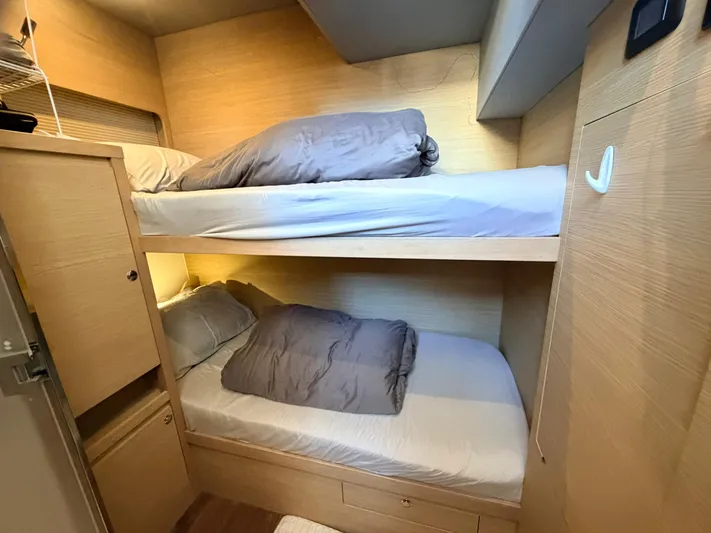 Grace Yacht Photos Pics Interior of Aquila 54, 2022, featuring bunk beds.