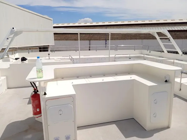  Yacht Photos Pics Modern Squalt Marine CK 80 yacht deck with safety equipment, 2025 model.