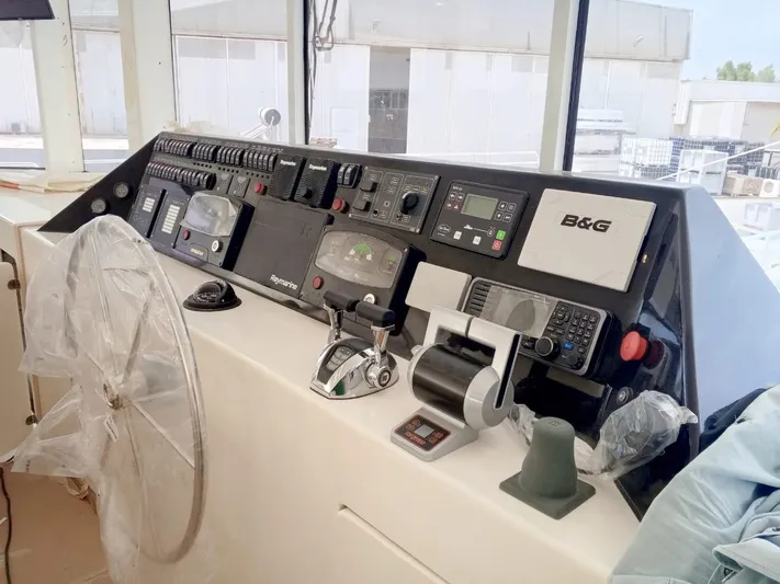  Yacht Photos Pics Control panel of Squalt Marine CK 80 yacht, 2025 model, featuring advanced navigation equipment.