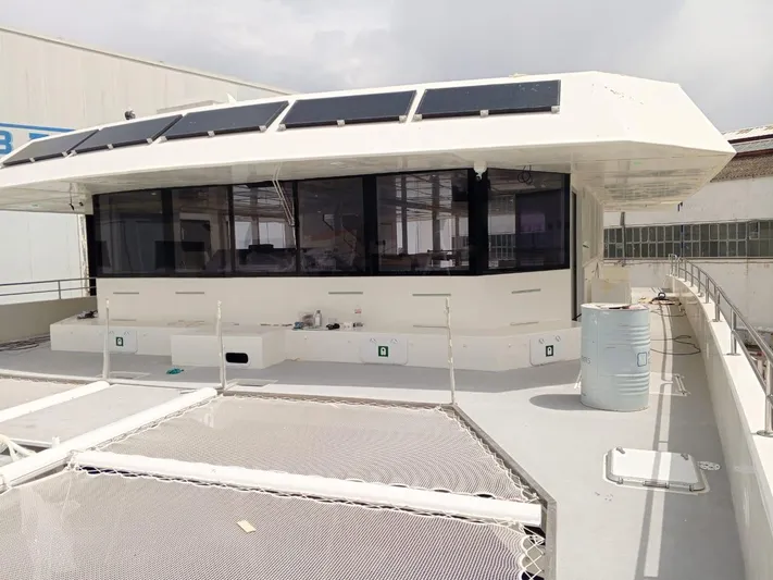  Yacht Photos Pics Modern Squalt Marine CK 80 yacht deck with solar panels, 2025 model.