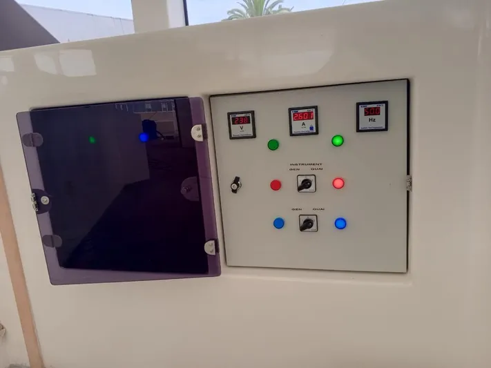  Yacht Photos Pics Control panel of Squalt Marine CK 80, 2025 model, with digital displays and switches.