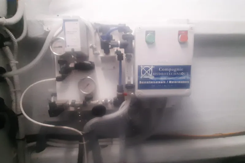  Yacht Photos Pics Desalination equipment on Squalt Marine CK 80, 2025 model, featuring control panel and gauges.