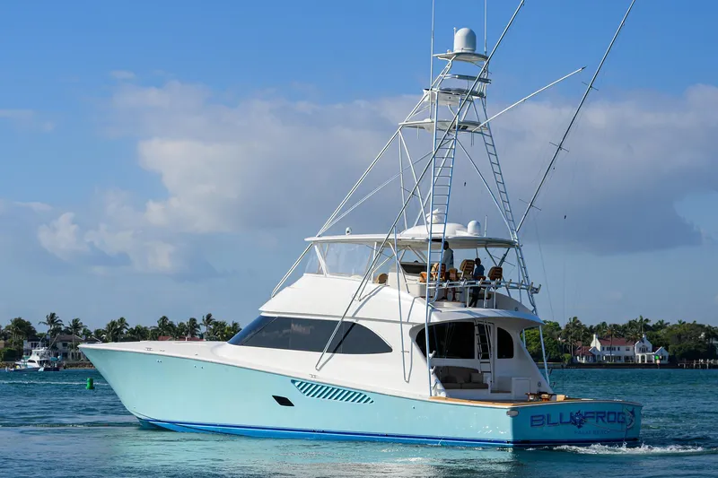 Blu Frog Yacht Photos Pics Viking 82 BLU FROG - Port Aft Profile