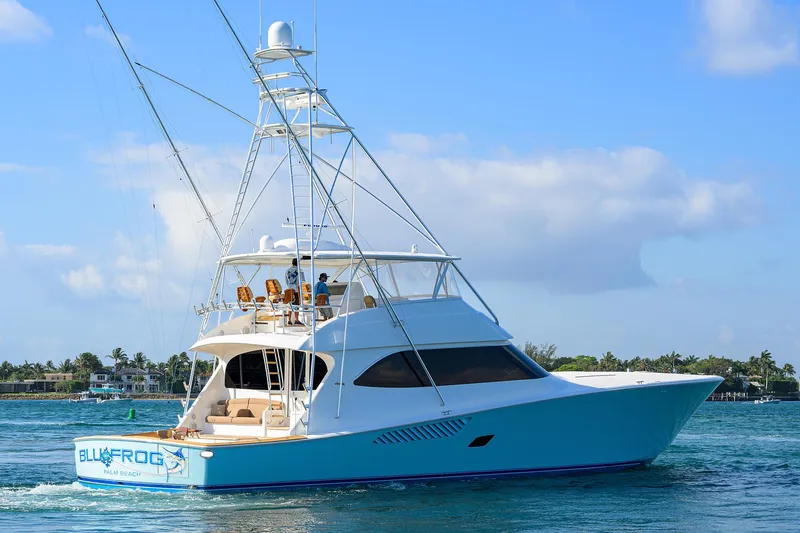 Blu Frog Yacht Photos Pics Viking 82 BLU FROG - Starboard Aft Profile