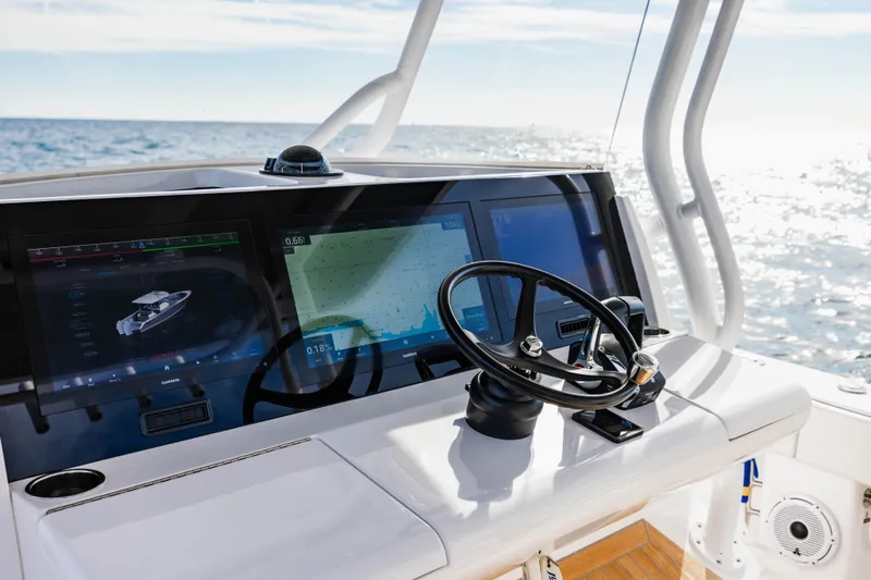  Yacht Photos Pics Jupiter 40 yacht helm, 2023 model, featuring advanced navigation systems.