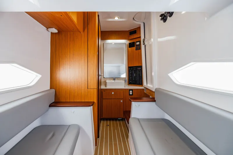  Yacht Photos Pics Interior of Jupiter 40 yacht, modern design, 2023 model.