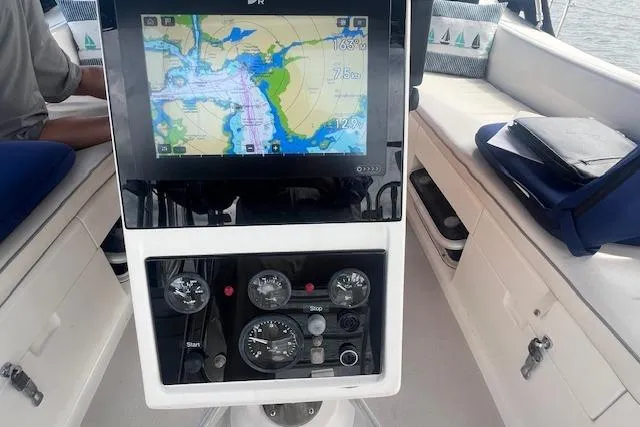 Optimistic Yacht Photos Pics Navigation console on a 2003 Catalina 470 Sloop with Wing Keel sailboat.