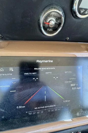  Yacht Photos Pics Raymarine navigation display on 2018 Crownline 350 SY boat dashboard.