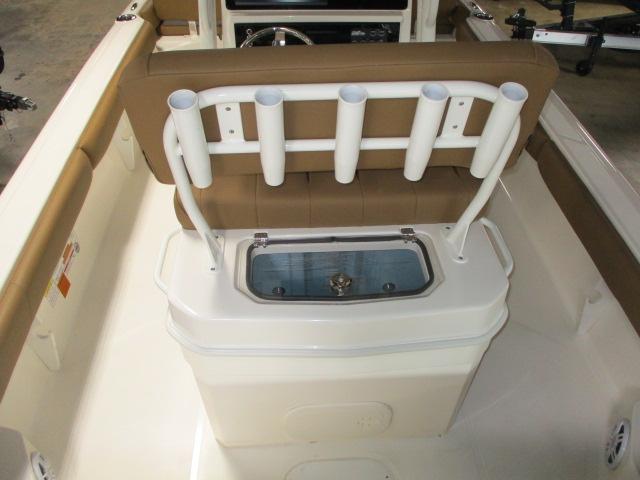 2025 Skeeter SX2550 boat interior with rod holders and livewell.