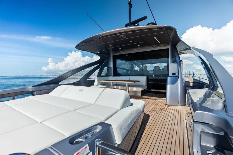 Barnext Yacht Photos Pics Luxurious 2025 Pershing 7X yacht deck with sleek design and ocean view.