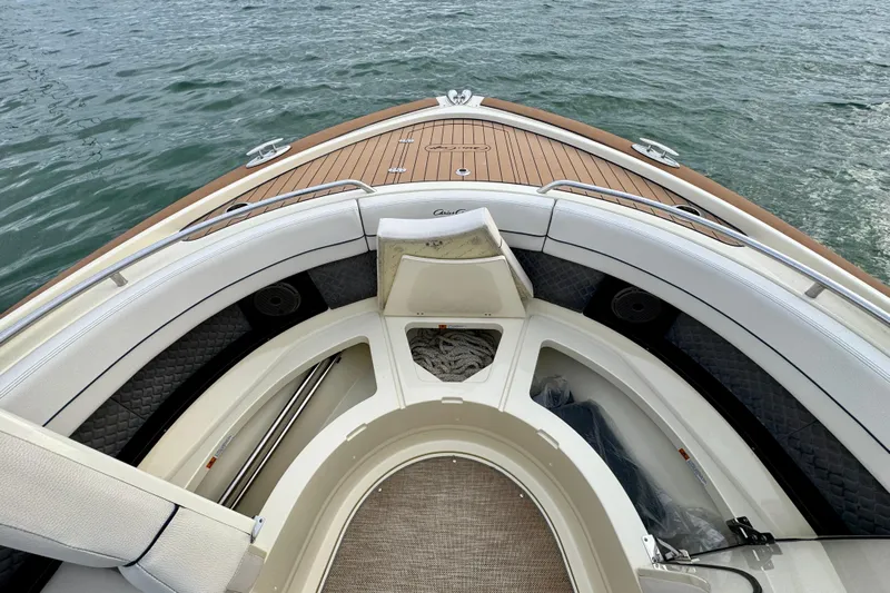  Yacht Photos Pics 2021 Chris-Craft Calypso 35 boat interior with elegant seating and teak deck.