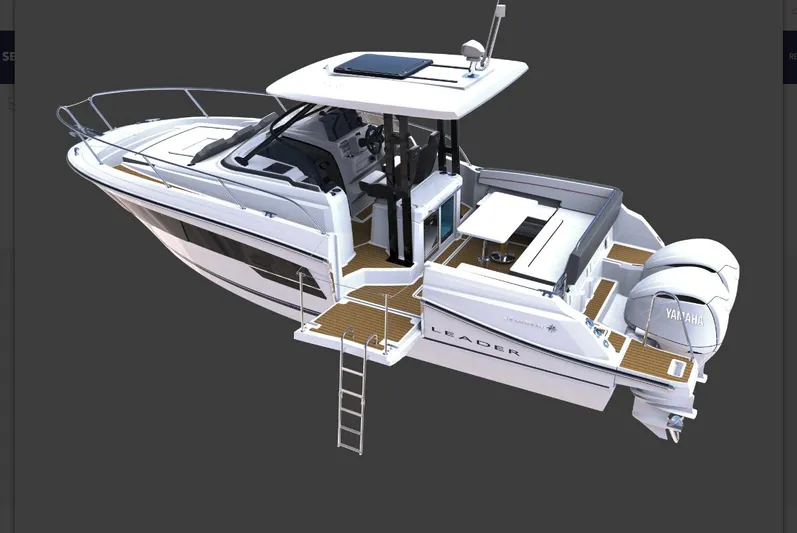 Yacht Photos Pics 2025 Jeanneau Leader 9.0 WA boat with dual engines and spacious deck layout.