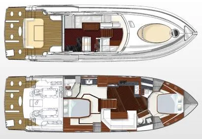 Seaquell Yacht Photos Pics 2012 Cruisers Yachts 48 Cantius floor plan, showcasing interior and deck layout.