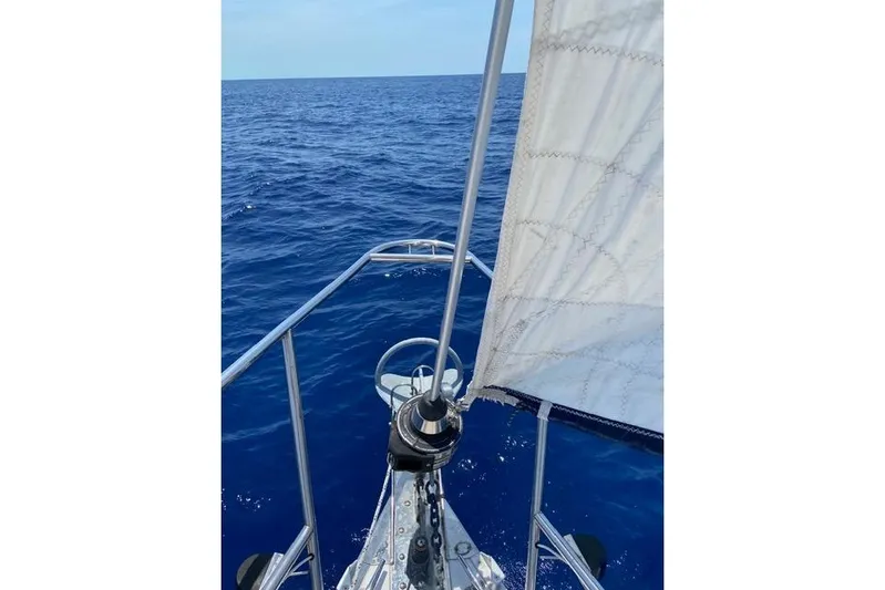 Perfect Timing Yacht Photos Pics Sailing on a 2011 Catalina 355 yacht, open ocean view.