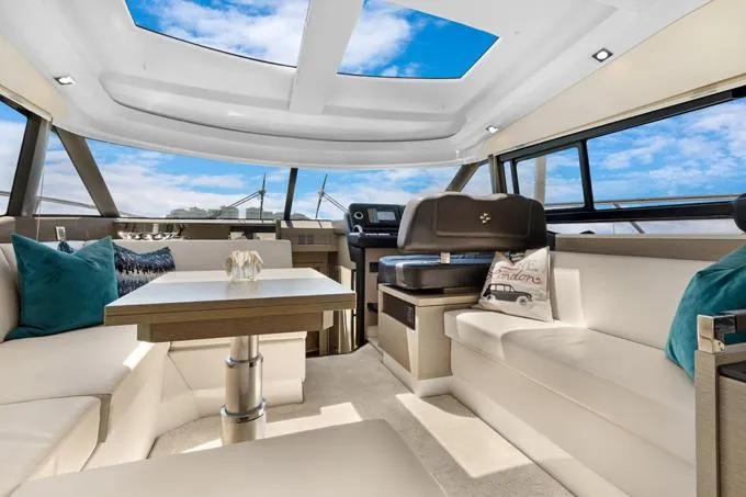 Lucky One Yacht Photos Pics Salon seating fwd to helm