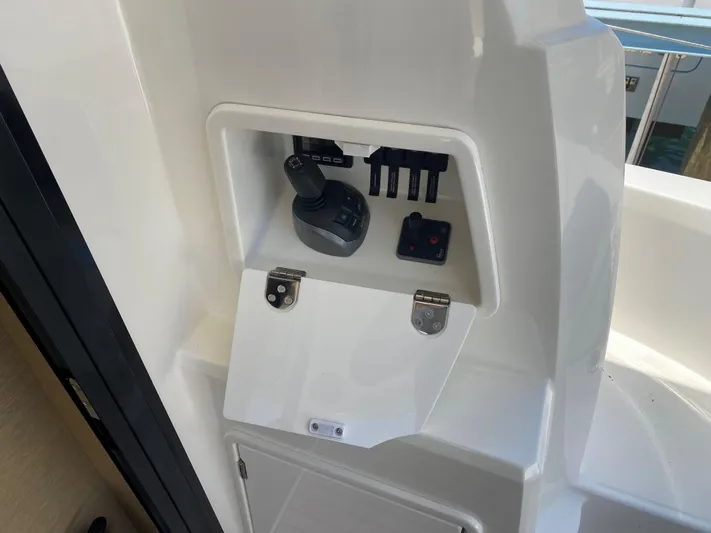Lucky One Yacht Photos Pics Joy stick and bow thruster controls on aft deck