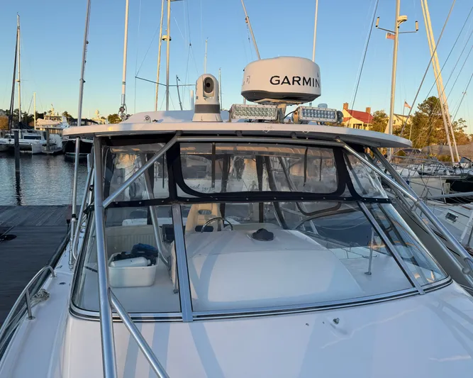 Genau II Yacht Photos Pics 2004 Grady-White Express 330 boat docked with Garmin equipment.