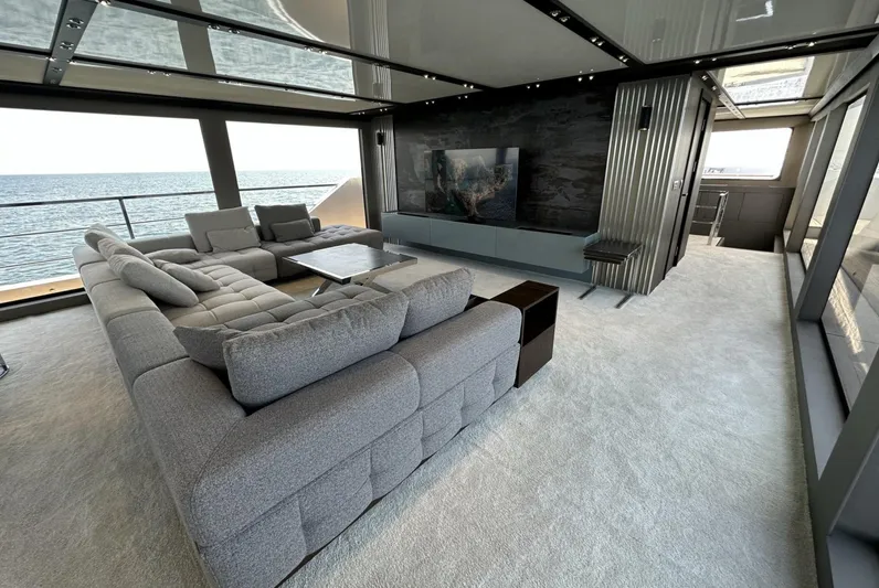  Yacht Photos Pics Luxurious interior of 2023 Carboyacht 90 with ocean view and modern furnishings.