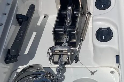  Yacht Photos Pics 2017 Formula 350 Sun Sport boat anchor and winch system.