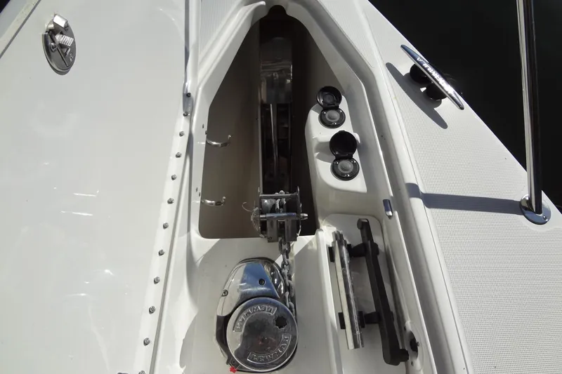 Double Double Yacht Photos Pics 2019 Formula 400 Super Sport boat anchor system and deck details.