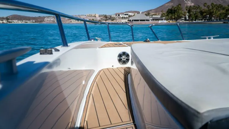 Debbie Yacht Photos Pics 2021 Beneteau Gran Turismo 32 yacht deck with scenic ocean view.