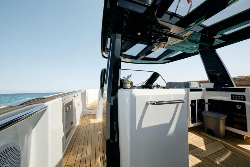  Yacht Photos Pics Luxurious 2018 Fjord 52 Open yacht interior with sleek design and ocean view.