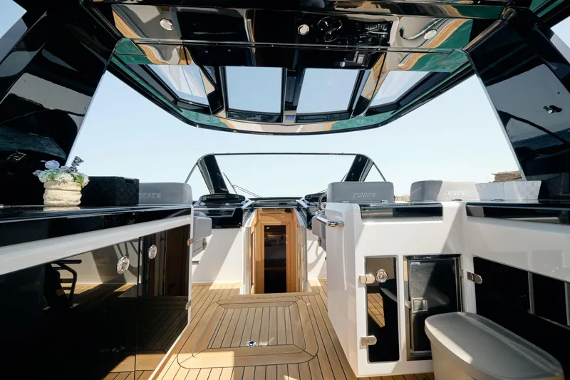  Yacht Photos Pics Luxurious 2018 Fjord 52 Open yacht interior with sleek design and modern amenities.