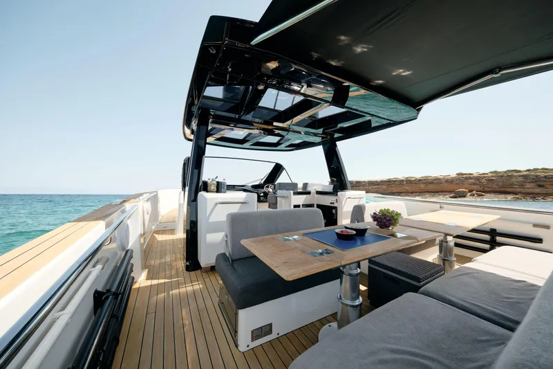  Yacht Photos Pics Luxurious 2018 Fjord 52 Open yacht with sleek design and spacious deck.