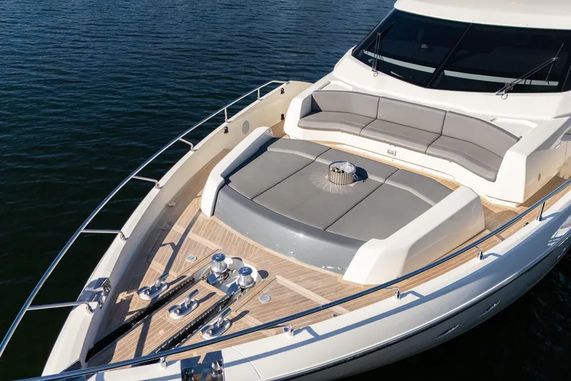 Toro Yacht Photos Pics Luxurious 2017 Ferretti Yachts 850 with spacious deck and elegant seating area.