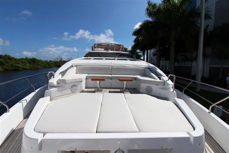 La Tache Yacht Photos Pics 2014 Azimut 100 Grande yacht with spacious sun deck and seating area.