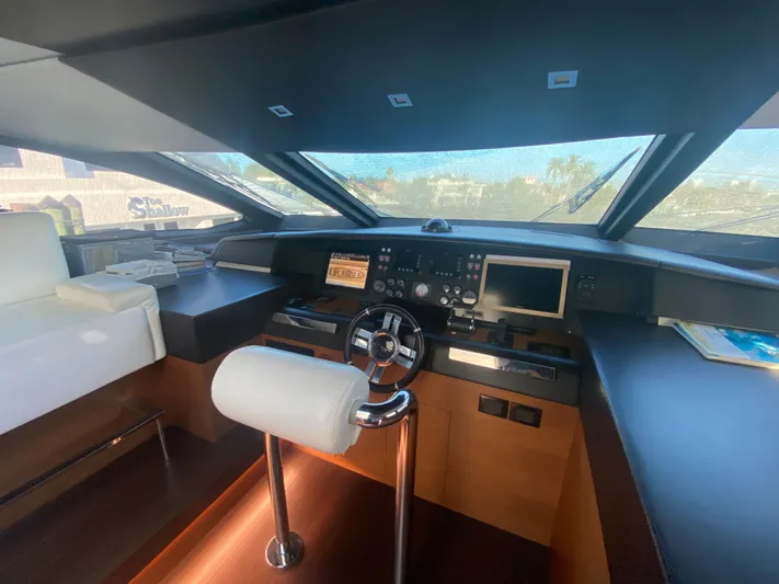 La Tache Yacht Photos Pics Helm station of 2014 Azimut 100 Grande yacht with modern navigation equipment.