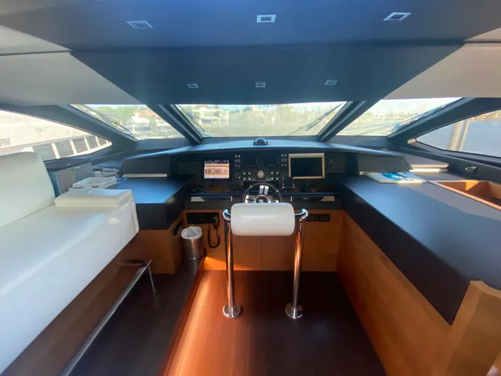 La Tache Yacht Photos Pics Helm station of 2014 Azimut 100 Grande yacht with modern navigation equipment.