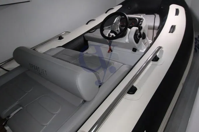 L Yacht Photos Pics 2024 Arcadia Yachts Sherpa 80XL interior with sleek steering and modern seating.