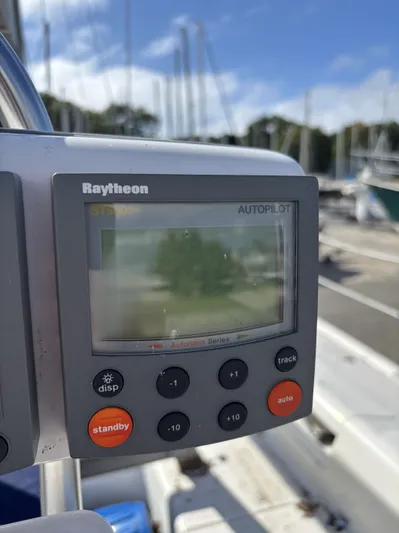 Renaissance Yacht Photos Pics Raytheon autopilot display on a 2000 Catalina 380 sailboat.