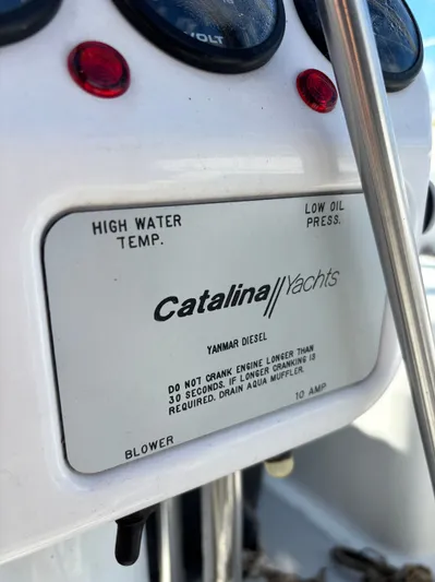 Renaissance Yacht Photos Pics Control panel of a 2000 Catalina 380 yacht with Yanmar diesel engine.