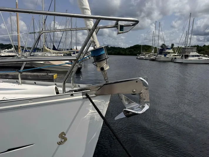  Yacht Photos Pics Sailboat Beneteau 373, 2006 model, docked in marina with other boats in background.