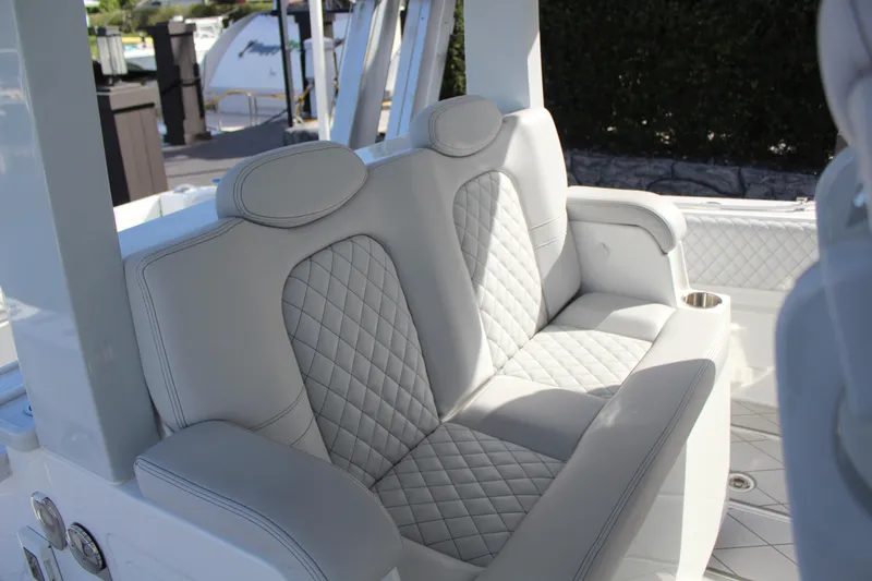  Yacht Photos Pics Luxurious seating in the 2023 HCB 42 Lujo boat.