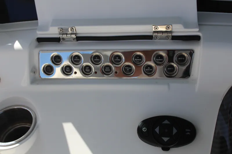  Yacht Photos Pics Control panel of HCB 42 Lujo 2023 with switches and controls.