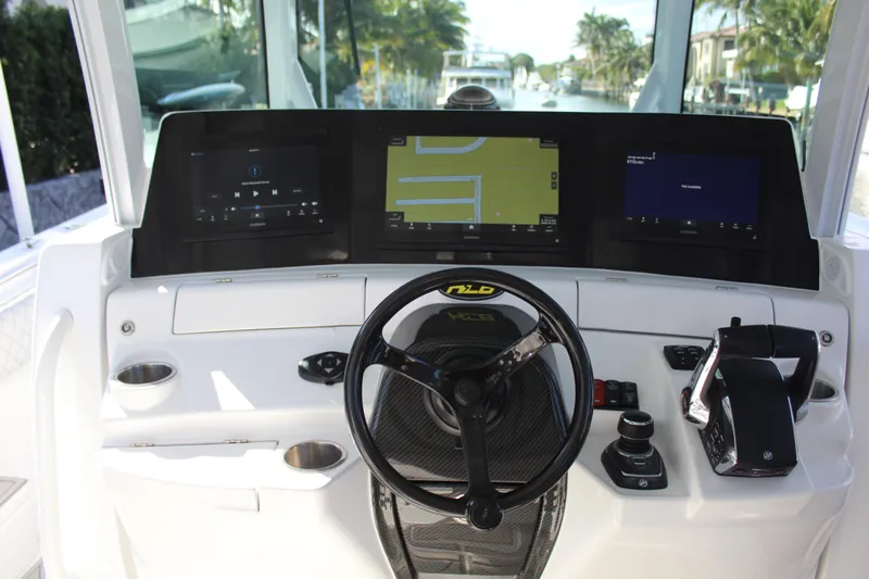  Yacht Photos Pics 2023 HCB 42 Lujo cockpit with modern navigation.