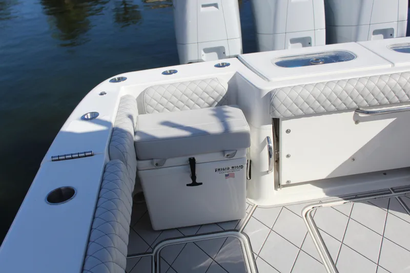  Yacht Photos Pics Luxurious seating area on HCB 42 Lujo boat, 2023 model.